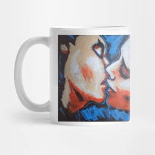 Lovers - Kiss In Orange And Blue Mug